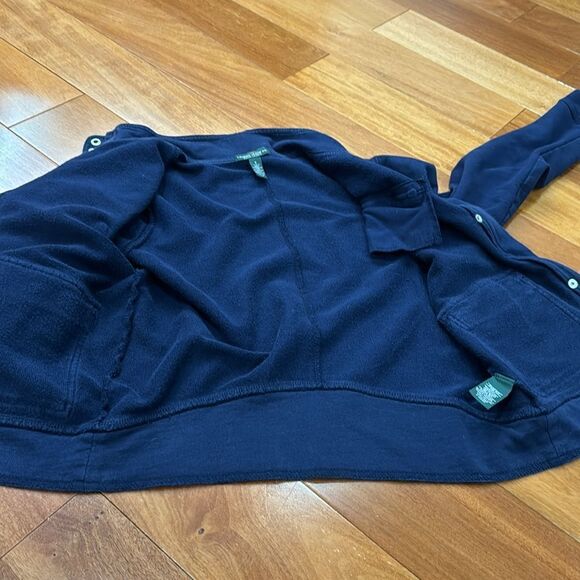 LRL Jeans Co Jacket Womens Blue Full Zip Snaps Pockets Preppy Casual Mandarin S - Picture 10 of 12